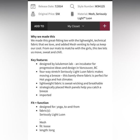 Lululemon Lab Edge Tee Sleeveless Tank Top Black Knit Mesh "V" Insert size Small - Picture 14 of 14